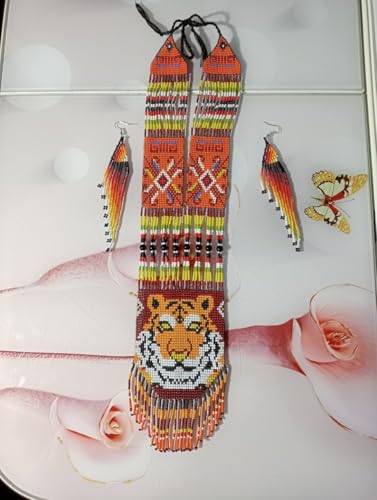 Collar de león ucraniano hecho a mano en gerdan tradicional de cuentas 2
