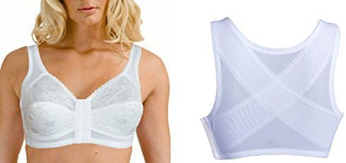 Cintamani Front Fastening White Lace Bra Back Posture Support 36-44 D, DD, E (38DD)