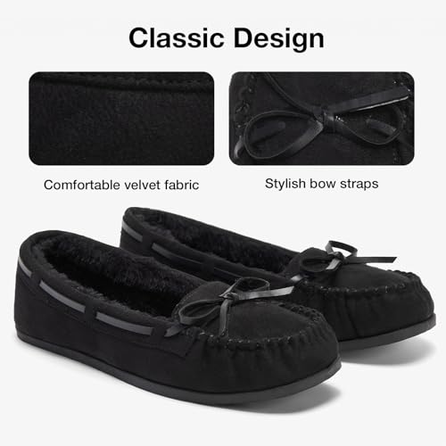 KOLILI Womens Faux Fur Moccasin Slippers, Indoor Outdoor Warm & Cozy House Shoes with Durable Rubber Sole4