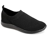  MaxMuxun Damen Freizeit Sportschuhe Ohne Schnürsenkel Sneaker Alle Schwarz Größe 39 EU