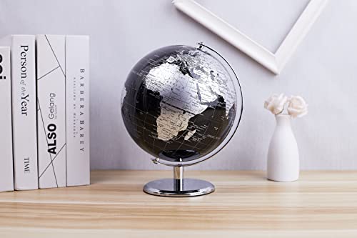 Annova Metallic World Globe Black – Educational/Geographic/Modern Desktop Decoration - Stainless Steel Arc And Base/Earth World - Metallic Black - For School, Home, And Office (8-Inch) #TOP7