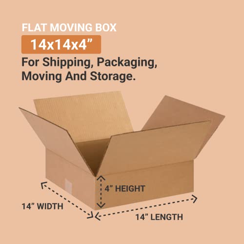 Aviditi Shipping Boxes Flat 14"L X 14"W X 4"H, 25-Pack | Corrugated Cardboard Box For Packing, Moving And Storage #TOP2