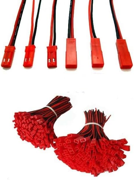 1000 Pair JST Connector Pigtail Male Female BEC Plug Silicone Cable Wire 200 Degree for RC Lipo Battery 10CM 22AWG Wire|Parts & Accessories| - - (Color: Black Color)