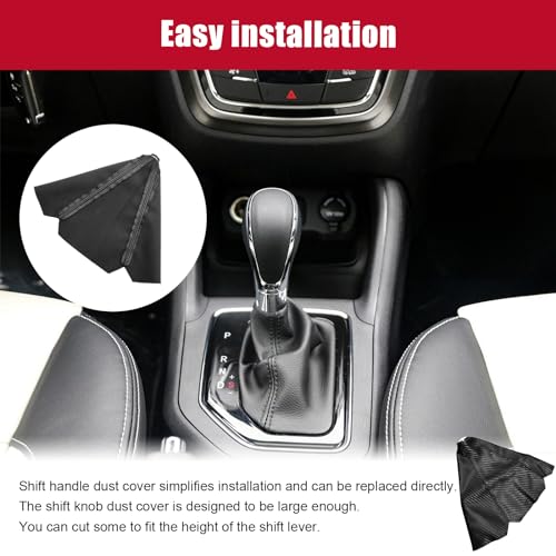 povtii Car Shift Knob Dust Cover, Leather Shifter Lever Knob Boot Protector, Dustproof Gear Shift Cover for Most Manual/Automatic Vehicles, Interior Decor Car Accessories (Carbon Black) - Thumbnail 5