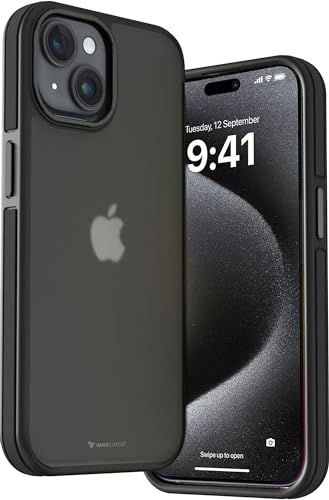 Image of Vaku Luxos Elemento Series Back Cover Case for iPhone 15 Plus Metal Frame Camera Bump Shockproof Scratch Resistant Slim Thin Military-Grade Protection- Black