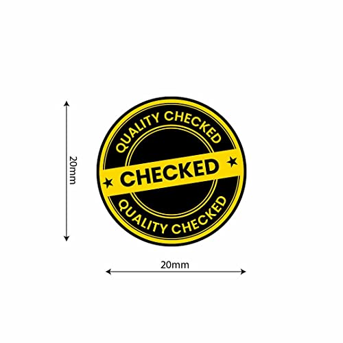 Image of CVANU 1000pcs Quality Checked Mini Sticker in Yellow & Black Color Round Shape (20 X 20mm) cv7