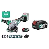 DCA Smerigliatrice Angolare a Batteria Brushless 20V, Ø125mm, incl. Batteria 4.0Ah*2 & Caricabatterie Rapido, 8500 giri/min. con Coperchio a Sgancio Rapido, 6 Dischi per Taglio, Smerigliatura