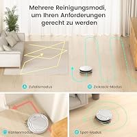 Lefant M210P Saugroboter, Staubsauger Roboter mit 2200 Pa Saugkraft, Ultradünn und leiser Betrieb, Z-förmiges Reinigungsmuster, Steuerung per WLAN, App und Alexa, 120 Minuten Akkulaufzeit,weiß – Ansicht 3