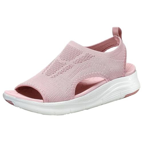 Sandalias ortopédicas para mujer, zapatillas de deporte ligeras, sandalias de punta abierta, cuñas abiertas, sandalias de suelo grueso al aire libre, sandalias deportivas con plantilla suave, Rosa.,