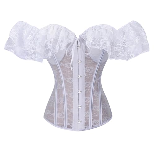 Generisch Corsé de pecho completo para mujer, parte superior del abdomen, fuera de los hombros, corsé sexy floral, corpiño retro, blusa tirolesa con aros, lencería gótica, parte superior vintage