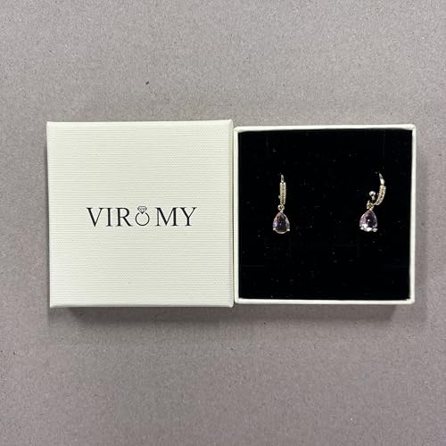 Viromy Birthstone Earrings for Women,October Teardrop Birthstone Dangle Earrings Dainty Hoop Huggie Personalized Crystal Charm Shining Zirconia Jewelry Birthday Gifts - Image 9