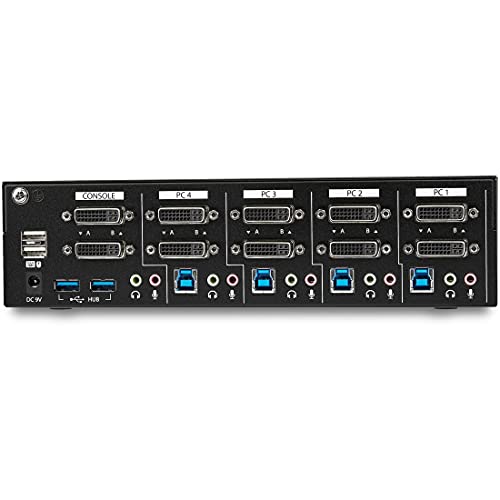 Startech.Com Switch Kvm Dvi A 4 Porte Dual-Monitor Dual-Link +Hub Usb 3.0 - 4K 60Hz - Switch Kvm Conforme Taa - 2