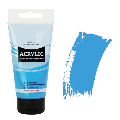 7 Artists Acrylfarbe Blau 75 ml – Hochdeckende Himmelblau Acryl für Holz, Leinwand, Ton & Stein Bemalen | Einzelne Acrylic Paint | Hellblau Acryl Farbe für Basteln & Malen | Acrylfarben Einzeln