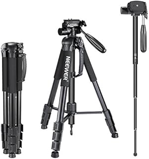 Neewer Portable 70 inches/177 centimeters Aluminium Alloy Camera Tripod Monopod with 3-Way Swivel Pan Head,Bag for DSLR Camera,DV Video Camcorder,Load up to 8.8 pounds/4 kilograms Black(SAB264)
