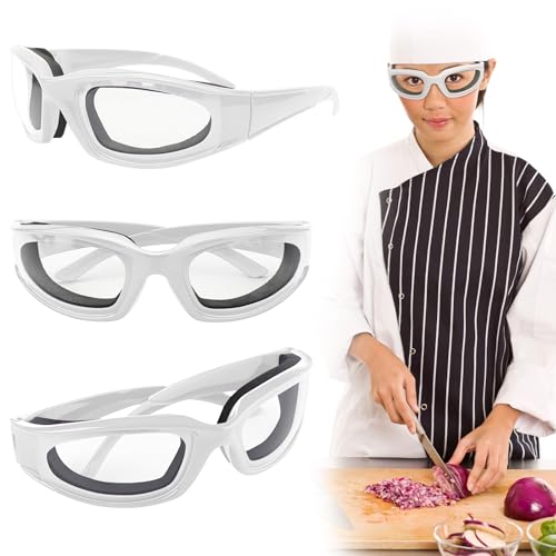 Onion Goggles，Onion Glasses，Onion Cutting Glasses for Women Cooking 3 Pack (White)
