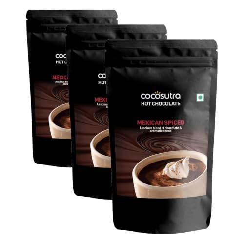 Image of COCOSUTRA Mexican Spiced Hot Chocolate Mix | Enjoy hot or cold | 500 gm | Vegan Drinking Chocolate | Serves 25 Cups (Pack of 3)