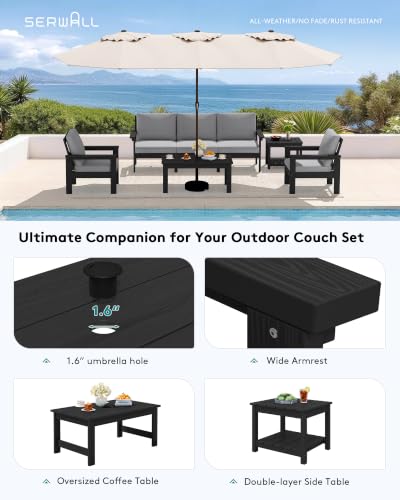 Image of SERWALL HDPE Outdoor Patio Furniture Set Outdoor Couch
