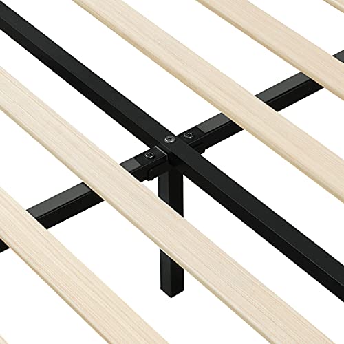 Yaheetech Queen Size Upholstered Platform Bed, Mattress Foundation With Height Adjustable Tufted Headboard And Wood Slat Support, No Box Spring Needed, Easy Assembly, Navy Blue #TOP7