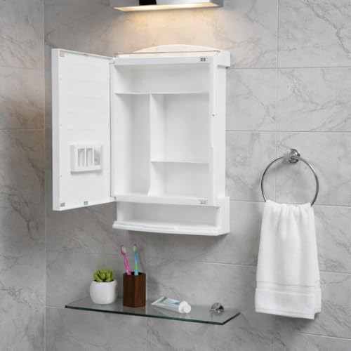 Image of Citrine Wall Mounted Bathroom Mirror Cabinet with Storage Shelves | Space Saving Organizer with Mirror Door | Waterproof Bathroom Storage Unit for Toiletries (White)