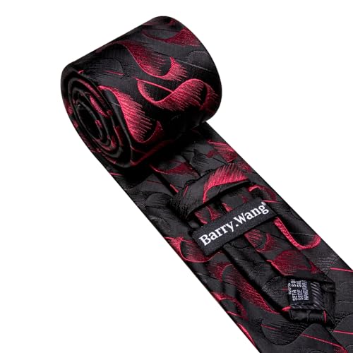 Image of Barry.Wang Man Stripe Ties Set Silk Woven Pocket Square Necktie Cufflinks Formal Party Business