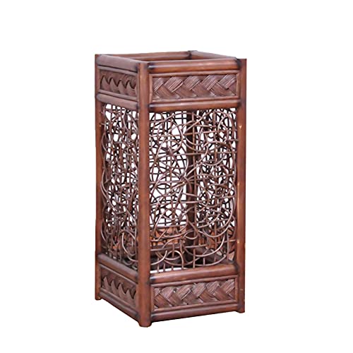 Soportes de Paraguas de Mimbre de Bambú Country, Soporte de Paraguas Cuadrado Interior/Exterior Único con Bandeja de Goteo Extraíble, Contenedor de Registro de Entrada de Casa Rústica Cover