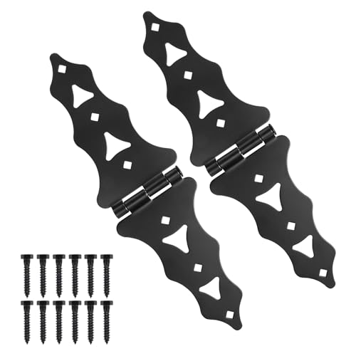 JOOONLUE HARDWARE Gate Hardware Kit, Strap Hinges & Gate Latch, 2 Pack