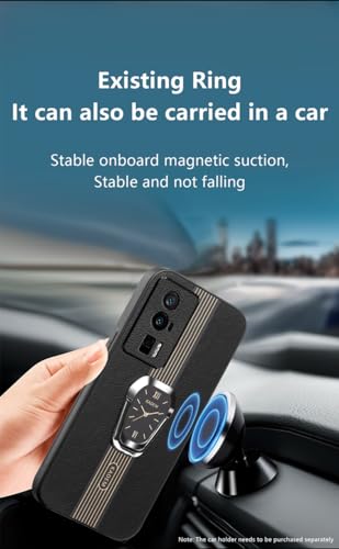 Capa para Poco F5 Pro 5G Capinha Business Deluxe Leather Phone Soft Case com suporte magnético invis
