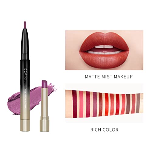 Kissio Lipstick,Lip Liner And Lipstick Set,2-In-1 Pencil,Matte Lipstick,Pigmentation And Long Lasting,Non-Dry,Cruelty Free(02#) #TOP3