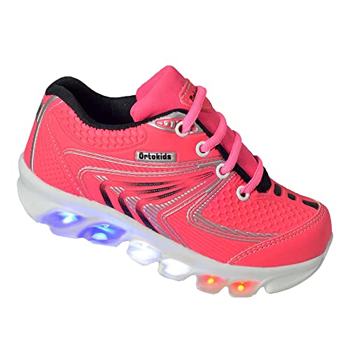 Tênis De Led Luzinha Infantil Menina Ortokids 018 Gênero:Menina;Tamanho:34;Cor:Rosa
