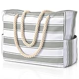 Picture of Becokan Beach Bags for Women Large Waterproof Beach Tote Bag Zipper Beach Bags Waterproof Sandproof Swim Pool Bag Large Tote