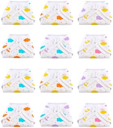 superbottoms Basic Langot | New born Baby Essential | 100% Pure Cotton Double Layered | Extra Soft & Breathable Nappy For Baby Girl And Baby Boy | Fits Medium To Large | Up To 5 Kg (0-9 Months) 12 Pcs