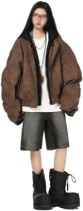 Two Retro Faux Winter Cotton Padded Jackets for Both Men Women Featuring Hooded Warm Coats