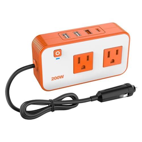 Inverseur de voiture 200W multiprise chargeur PD pour allume-cigare