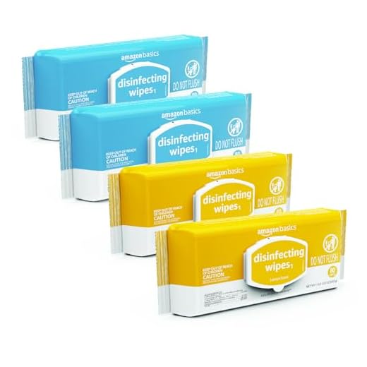 Amazon Basics Disinfecting Wipes, Lemon & Fresh Air Scent, Sanitizes/Cleans/Disinfects/Deodorizes, 320 Count (4 Packs of 80)