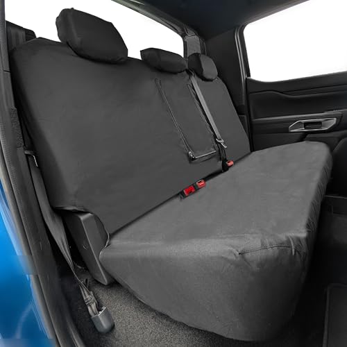 Fits: Ford Ranger Rear Seat Covers Waterproof Heavy Duty 600D Tailored Back Seat Covers Fits Ford Ranger Double Cab 2012-2022 & 2022+ Wildtrak Raptor Tremor Platinum XLT
