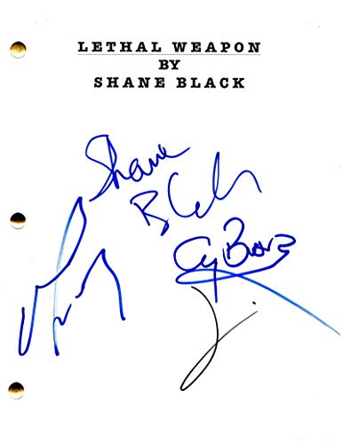 MEL GIBSON, GARY BUSEY, SHANE BLACK, JOEL SILVER CAST SIGNED AUTOGRAPH - LETHAL WEAPON FULL MOVIE SCRIPT- DANNY GLOVER, JOE PESCI, 1, 3, 4, DIE HARD, PREDATOR, KISS KISS BANG BANG, IRON MAN 3, POINT BREAK, PREDATOR 2, UNDER SIEGE, THE BUDDY HOLLY STORY
