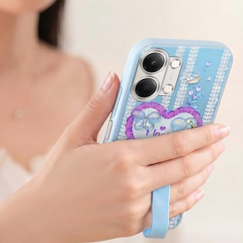 Image of Jkobi Back Cover Case for Vivo Y11 | Vivo Y21 5G (3D Cute Heart Strap Holder | Camera Protection | Designer Girls Print)