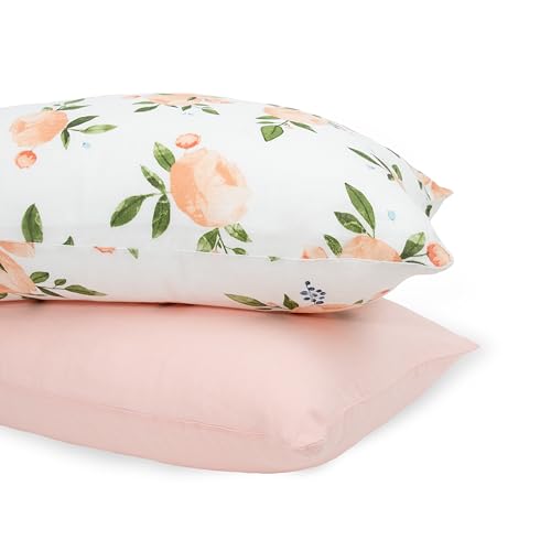 Image of Little Unicorn Standard Pillowcase 2 Pack | Super Soft & Breathable Muslin Fabric | Snug Envelope Closure | for Crib and Toddler Bed (Watercolor Roses Grande 2)