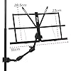 Tiger MSA32-BK Clamp-On Foldable Music Bookplate with Dual 360˚ Ball-Joint Arms – 51cmx23cm Plate, 1.9cm Lip, 40cm Max Reach, Universal Clamp with Removable Brackets - Detachable Arms, Portable #1