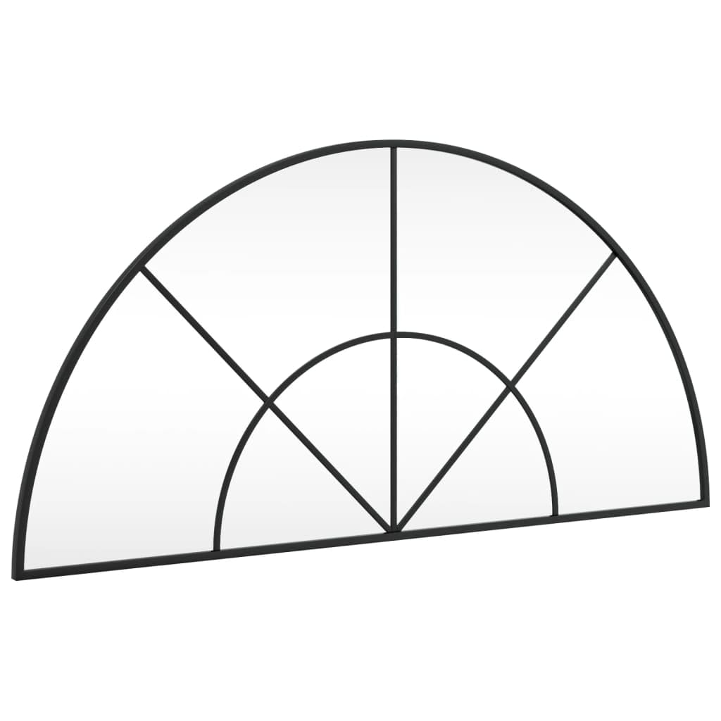 KGHFDVB Black Arch Wall Mirror 100x50 cm with Iron Frame, Minimalist Glass Mirror for Bedroom, Hallway, Living Room, Bathroom Decor