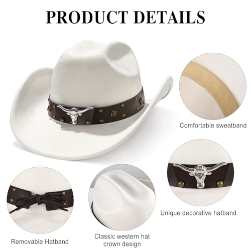 Image of Cowboy Hat for Men Women Suede Western Leather Cowgirl Hats Uniex Hat