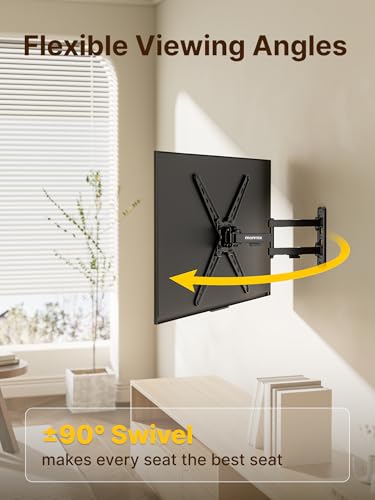 Image of monTEK Full Motion TV Wall Mount Bracket for Most 13-55 Inch LED LCD Flat Screen TVs & Monitors, Swivel Tilt Extension Rotation with Articulating Arms, TV Mount Max VESA 400x400mm, up to 55lbs