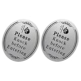 Adorainbow Calcomanías decorativas de aluminio con texto en inglés 'Please Knock before enttering' para oficina, sala de conferencias, dormitorio y puerta de baño