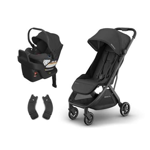 UPPAbaby Travel System, Includes Minu V3 Stroller + Aria Lightweight Car Seat Combo - Adapters, Car Seat, Base + Infant Insert Included - Jake (Charcoal)