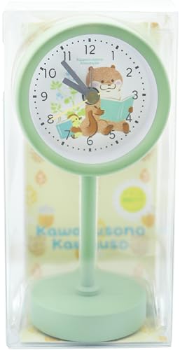 Fieldwork(フィールドワーク) 置き時計 アナログ 【可愛い嘘のカワウソ】 スタンドクロック Y 小さい アラーム グリーン KUK003-1 GR [2]