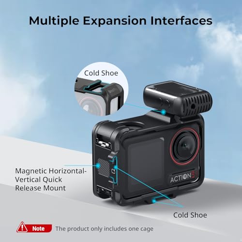 Image of SMALLRIG Action 5 Pro Action 4 Action 3 Cage for DJI, Cage with Multiple Expansion Interfaces, Protective Frame for DJI Osmo Action 3 Action 4 Action 5 Pro - 5135