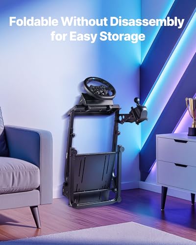 Image of VEVOR Racing Wheel Stand, Adjustable & Foldable Simulator Stand for Logitech G29 G27 G920 G923, Thrustmaster T300RS T300GT T248 TS-PC TSXW Gaming Cockpit,Pedals Simulator NOT Included