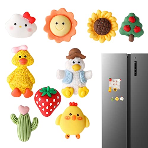 Ímãs de geladeira de resina, adesivos magnéticos bonitos da resina de 9 partes, Ímãs 3D fofos para g