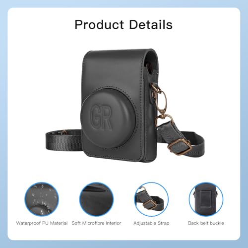 Funda de PU para cámara Ricoh GR IV con correa ajustable miniatura 5