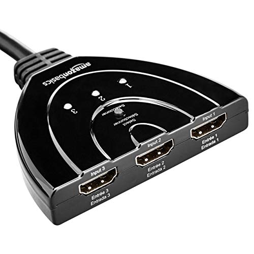 Amazon Basics 3 Port HDMI Switch with Pigtail Cable Supports Full HD 4K Video, 3 in 1 Out, Black by Amazon Basics - Image 5